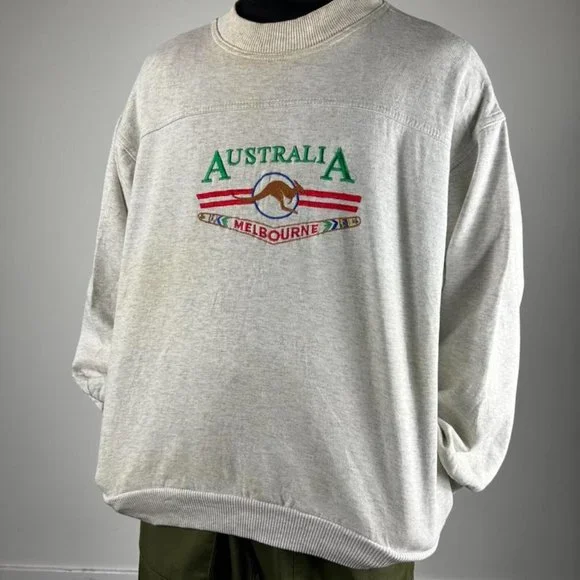 Vintage Australia Melbourne White Long Sleeved Sweatshirt Size Mens L - Picture 2 of 3